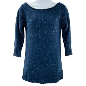 A/X ARMANI EXCHANGE Sweater Navy Blue Sequin 3/4 Sleeve Pullover Women's M